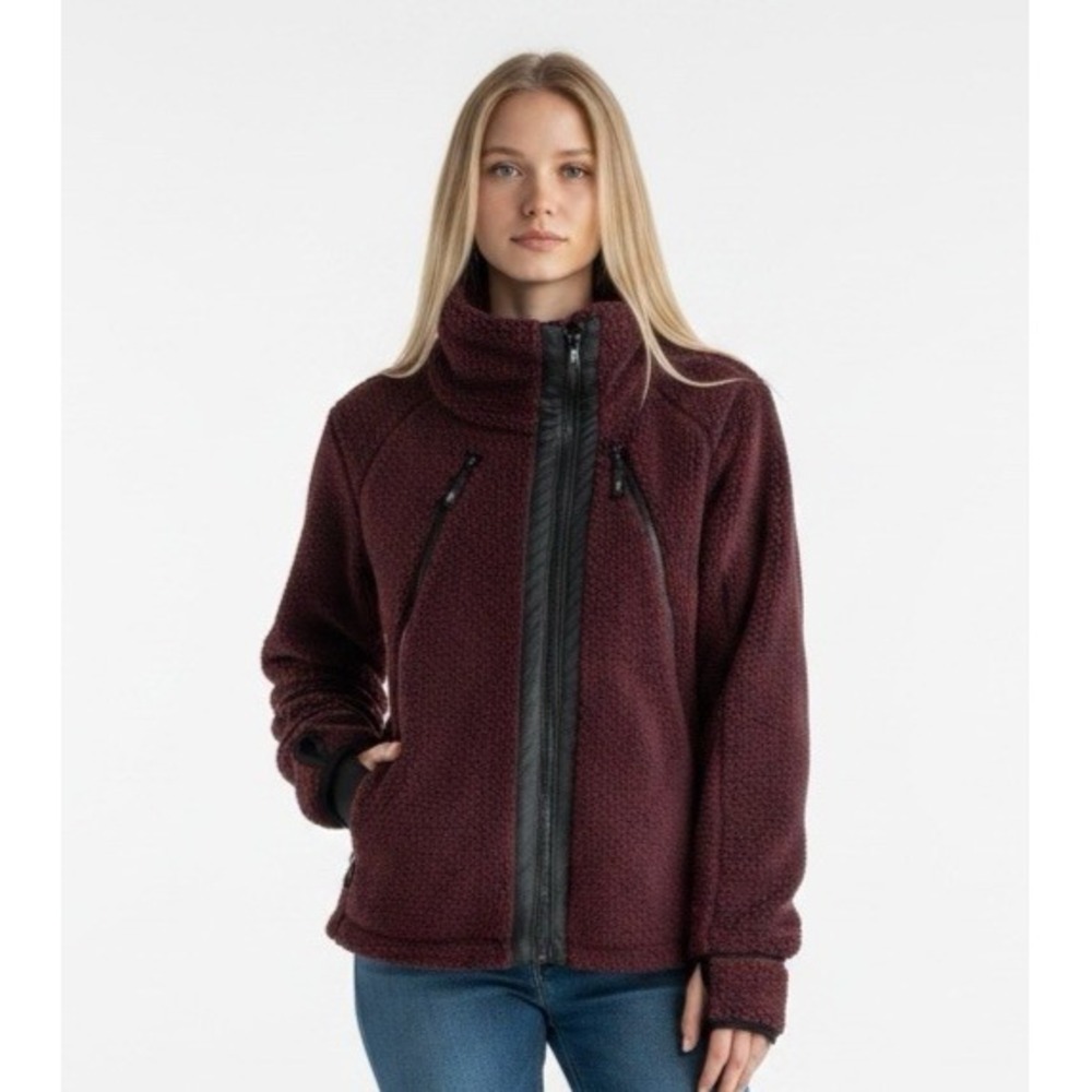 KUHL Flight Jacket Women's S Italian Fleece Burgundy Zip EUC